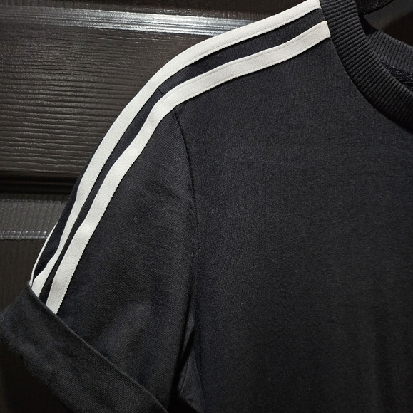 Adidas Trefoil T shirt 3 Stripes Dress Cuffed Sleeves 100% Cotton Sz XS - Picture 5 of 15